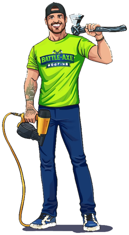 Battle Axe Roofing mascot — professional roofer ready to work