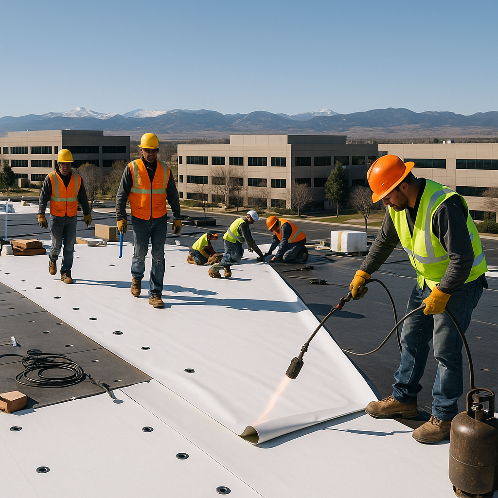 Battle Axe Roofing commercial flat roof installation